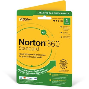 Obrázek Norton 360 Standard; licence pro nového uživatele; počet zařízení 1; platnost 3 roky